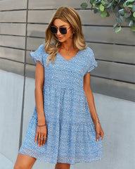 Flowers Print Short-sleeved Dress Summer Loose Chiffon A-line Dresses Fashion Casual Holiday Beach Dress For Womens Clothing - kinko