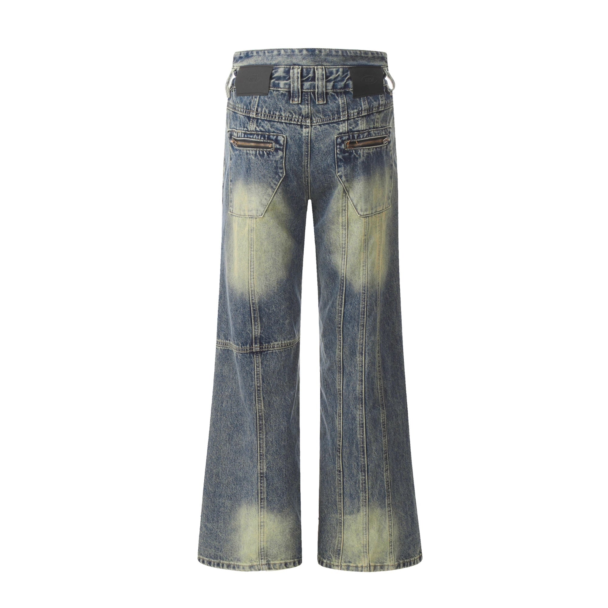Retro Worn Looking Washed-out Jeans Deconstructed Stitching Design Loose All-match - kinko
