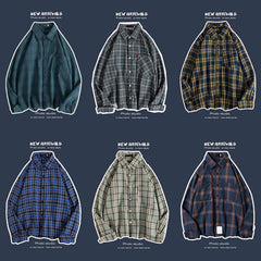 Loose Fashion Personality Men's Retro Plaid Coat - kinko