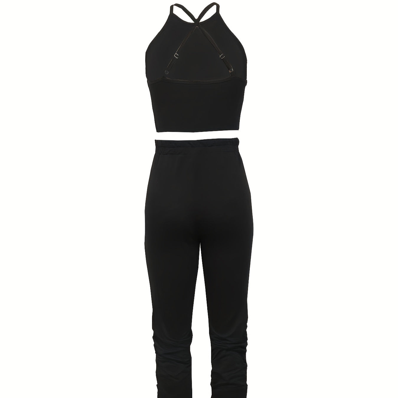 Women's Solid Color Slim Fit Fashionable Vest And Pants Set - kinko