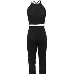 Women's Solid Color Slim Fit Fashionable Vest And Pants Set - kinko