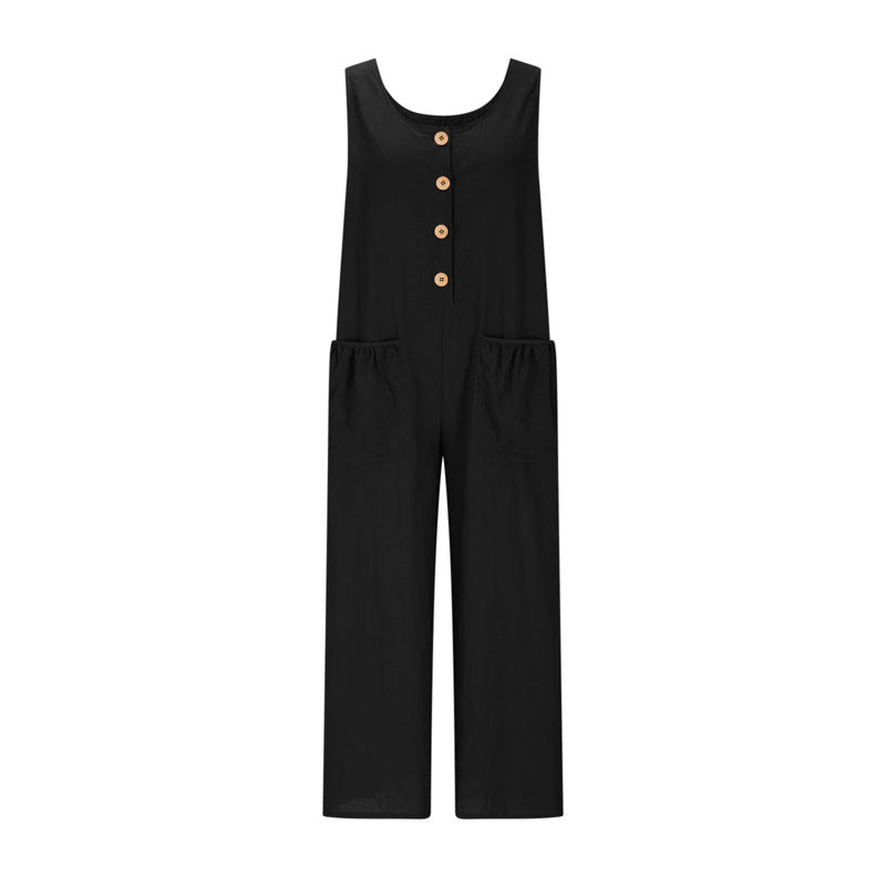 Women's Elegant Wide-Leg Jumpsuit - Button Front Formal & Casual Romper, Lightweight Wear - kinko