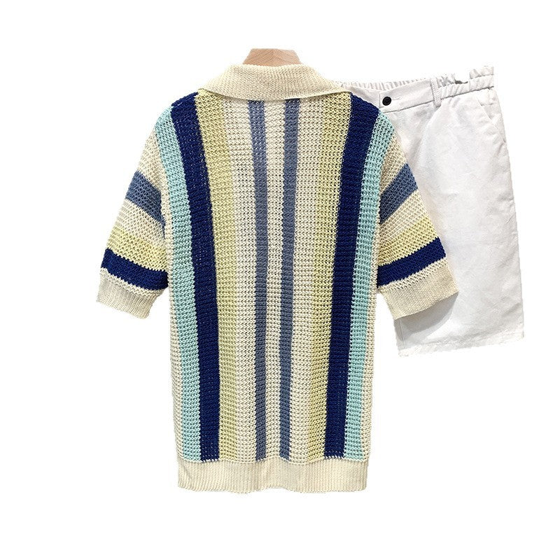 Dopamine Stripe Loose Casual Shirt - kinko