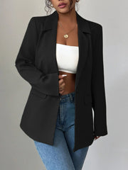 One Button Lapel Collar Blazer - kinko
