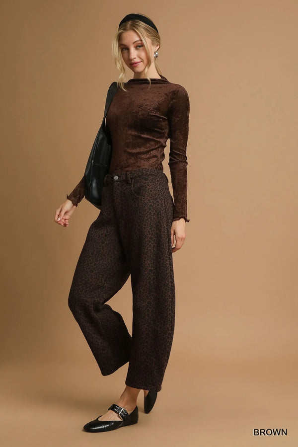 Umgee – Hose mit weitem Bein und Leopardenmuster