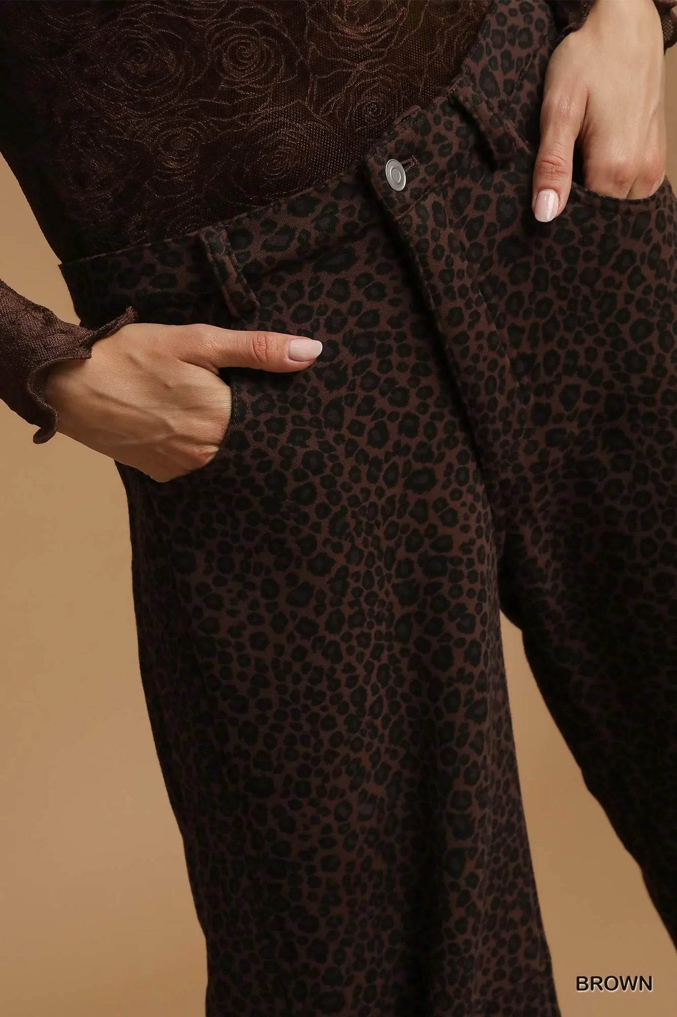 Umgee Leopard Print Wide Leg Pants - kinko