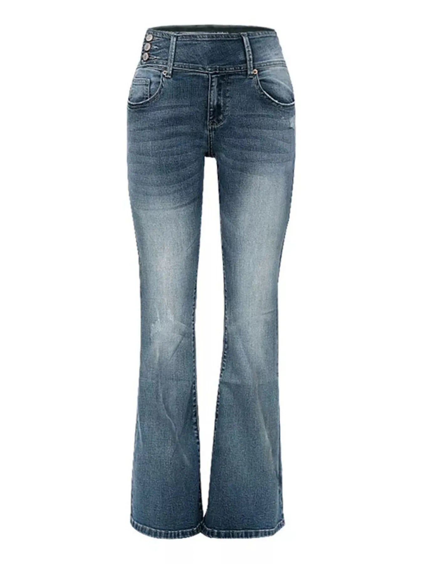 Full Size Vintage Wash Flare Jeans Plus Size - kinko