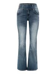 Full Size Vintage Wash Flare Jeans Plus Size - kinko