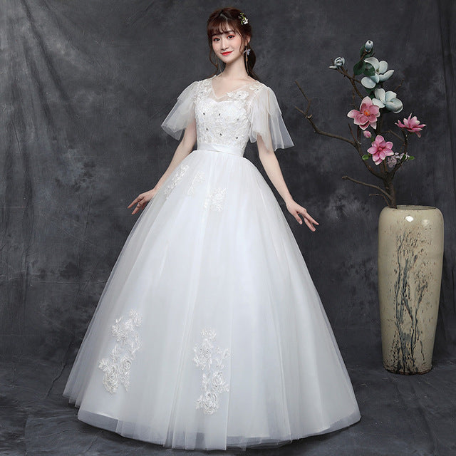 Large Size Wedding Dress Fat Bride Married Master Wedding Dress Was Thin And Simple Studio Covering Arms - kinko