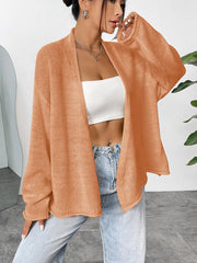 Open Front Dropped Shoulder Cardigan - kinko
