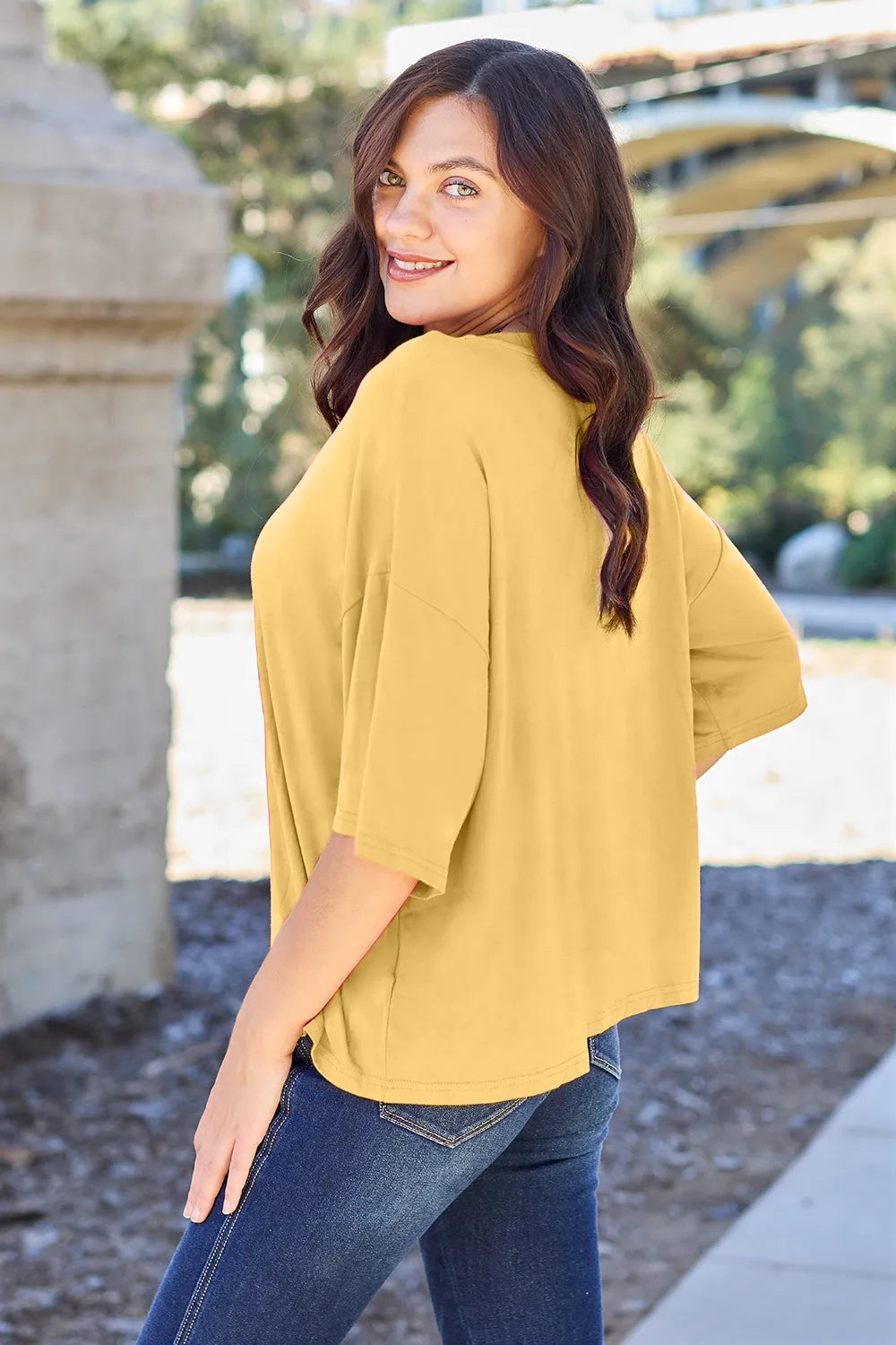 Basic Bae Bamboo Full Size Round Neck Drop Shoulder T-Shirt - kinko