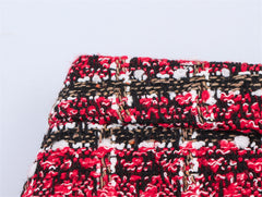 Women's Versatile Pearl Button Coarse Floral Plaid Half Skirt - kinko
