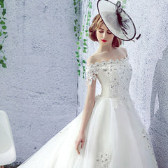 Wedding Dress Bride One-shoulder Trailing French Veil Hepburn Female - kinko