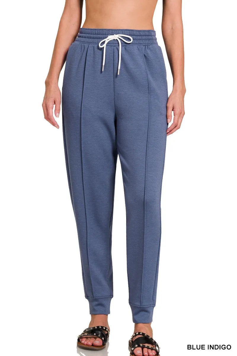 Zenana Drawstring Scuba Sweatpants with Pockets - kinko
