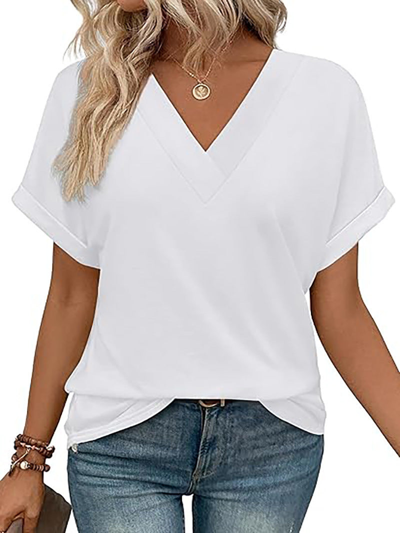 Women's Casual Round Neck Striped T-shirt Top - kinko