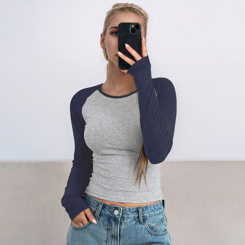 Women's Casual T-shirt Long Sleeve Bottoming Top - kinko