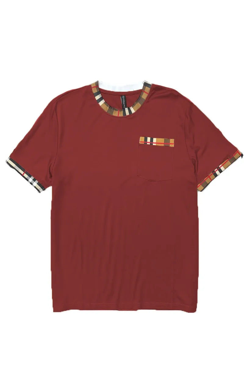 WEIV Men's Full Size Checkered Short Sleeve Tee Plus Size - kinko