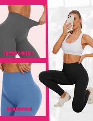 Leggings - Cropped High-waisted Seamless Solid Color - kinko