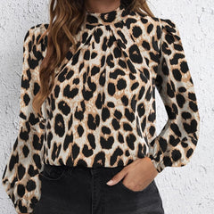 Women's New Long Sleeved Leopard Print Casual Vacation Fashion Top - kinko