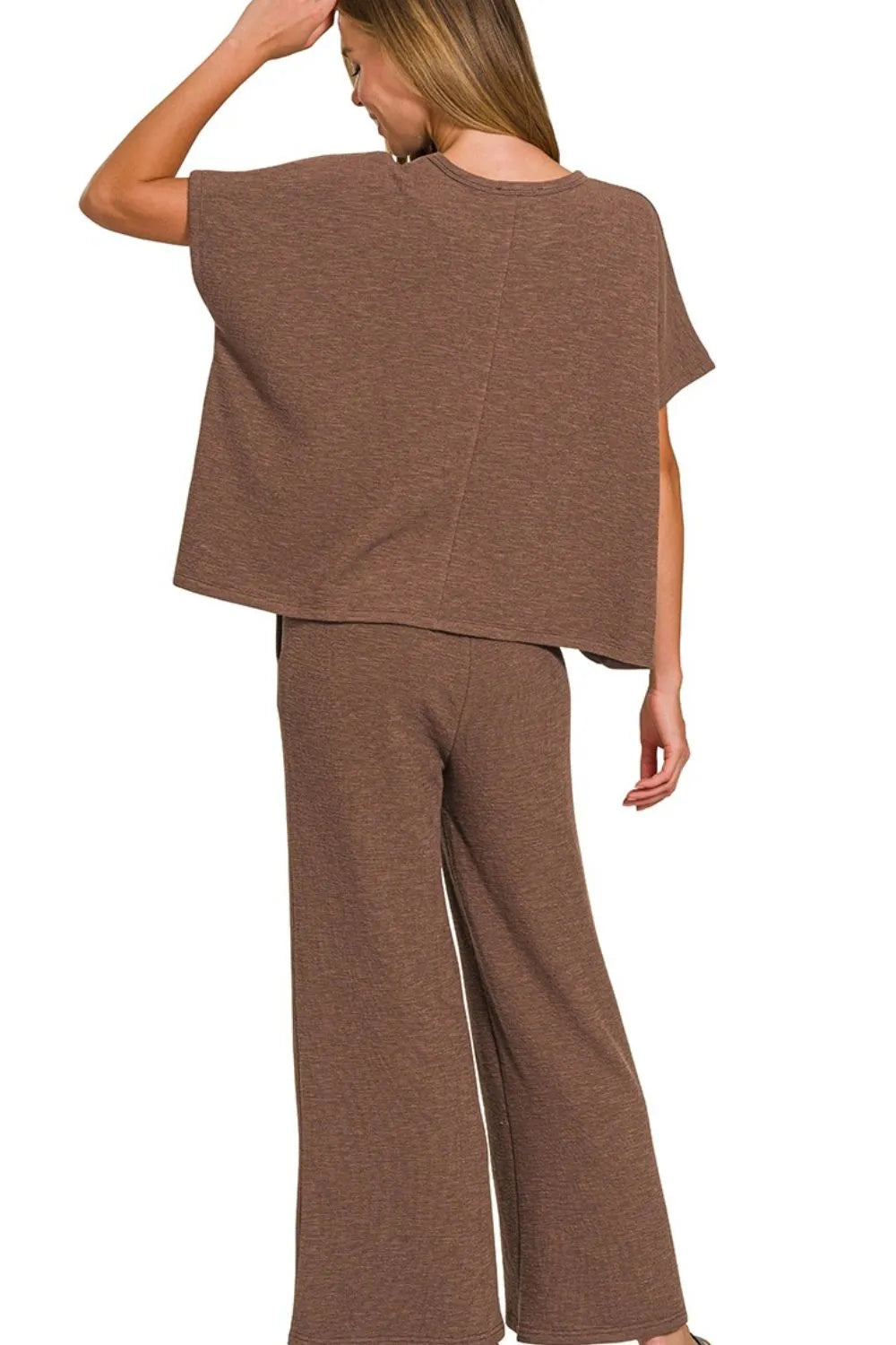 Zenana Cotton Slub Top & Pants Set - kinko
