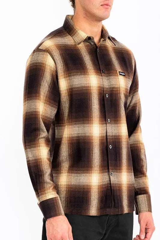 WEIV Men's Full Size Plaid Long Sleeve Flannel Shirt Plus Size - kinko
