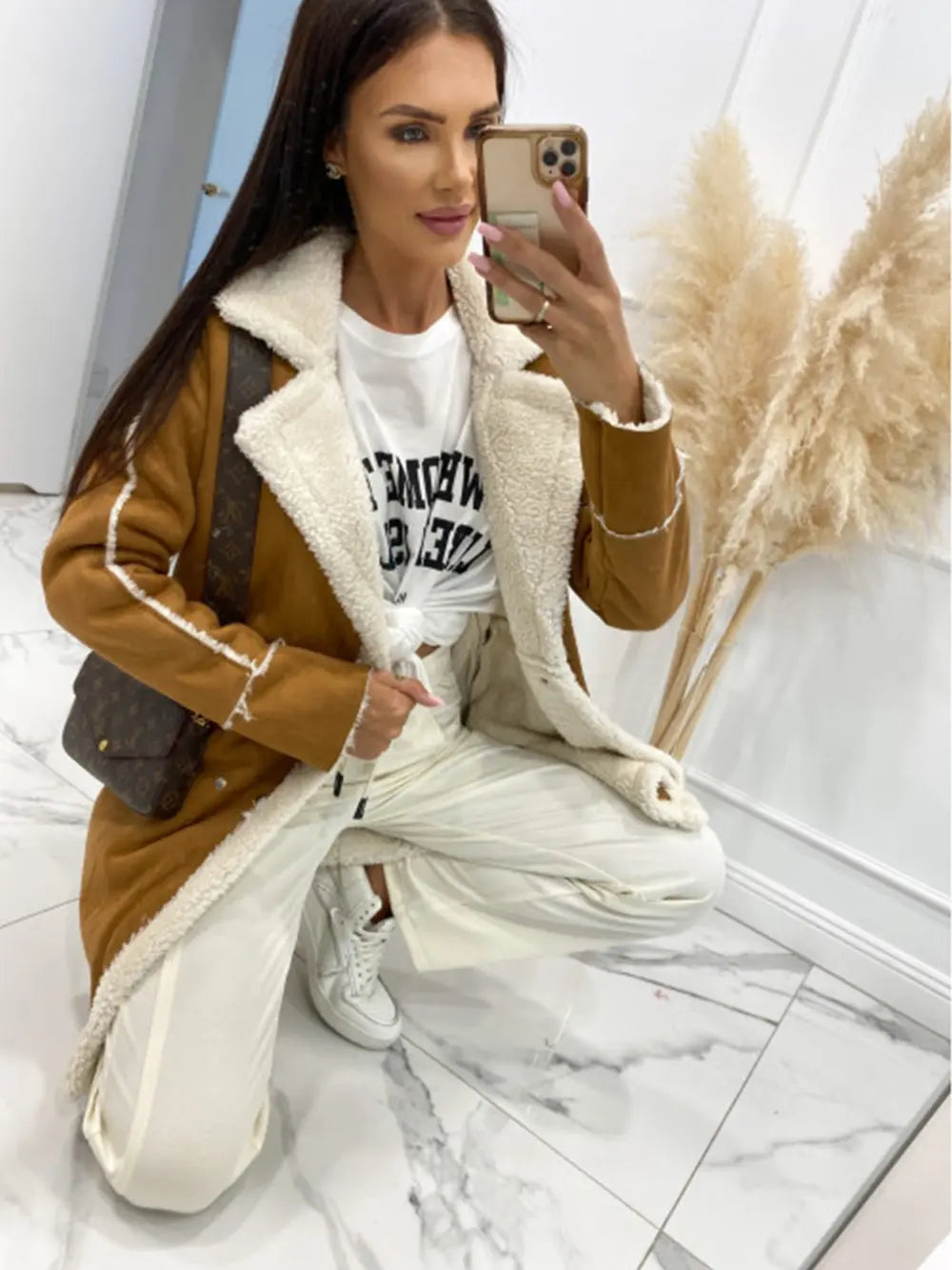 Lapel Collar Exposed Seam Buttoned Coat - kinko