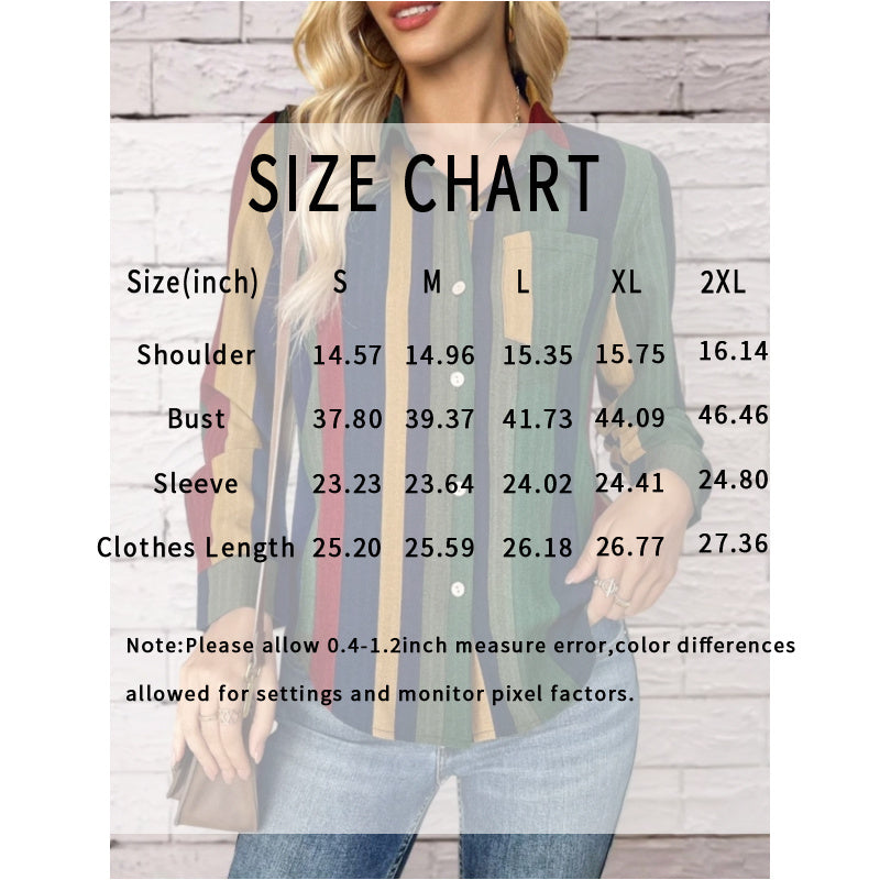 Womens Contrast Color Button Down Collared Shirt Casual Long Sleeve Business Office Work Blouses Tops - kinko