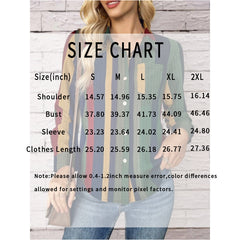 Womens Contrast Color Button Down Collared Shirt Casual Long Sleeve Business Office Work Blouses Tops - kinko