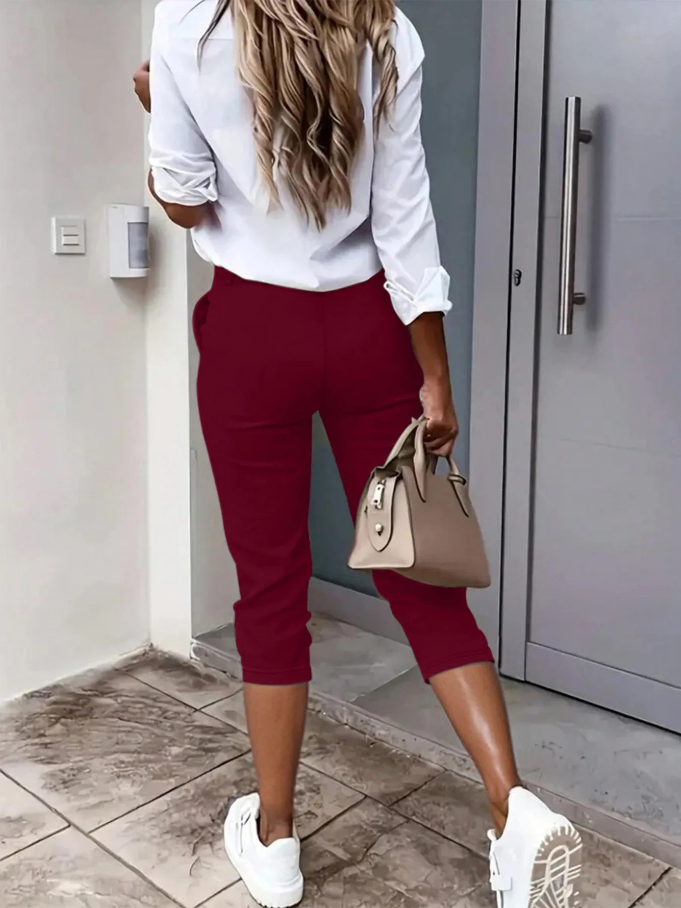 Pleated Detail Pants with Pockets - kinko