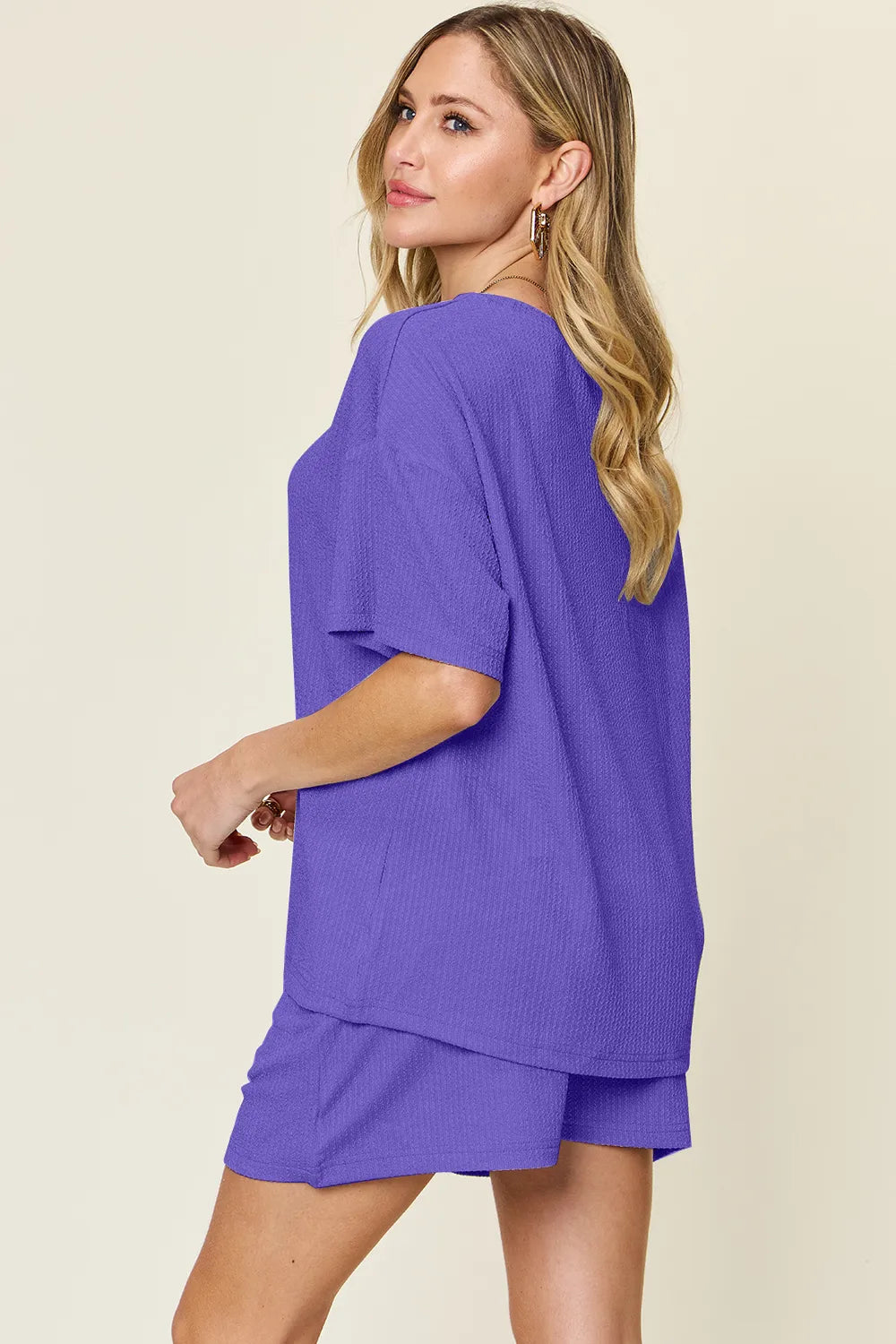 Double Take Basic style Round Neck Solid Set - kinko