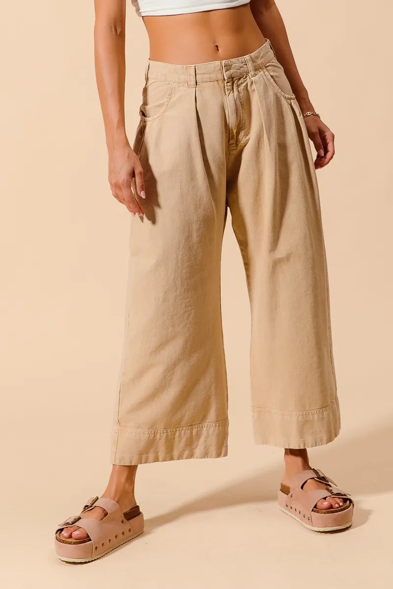 SO ME Mid Rise Wide Leg Chino Pants With Pockets - kinko