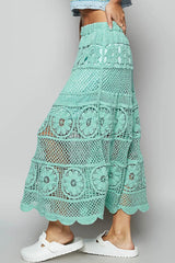 POL Lace Tiered Midi Skirt - kinko