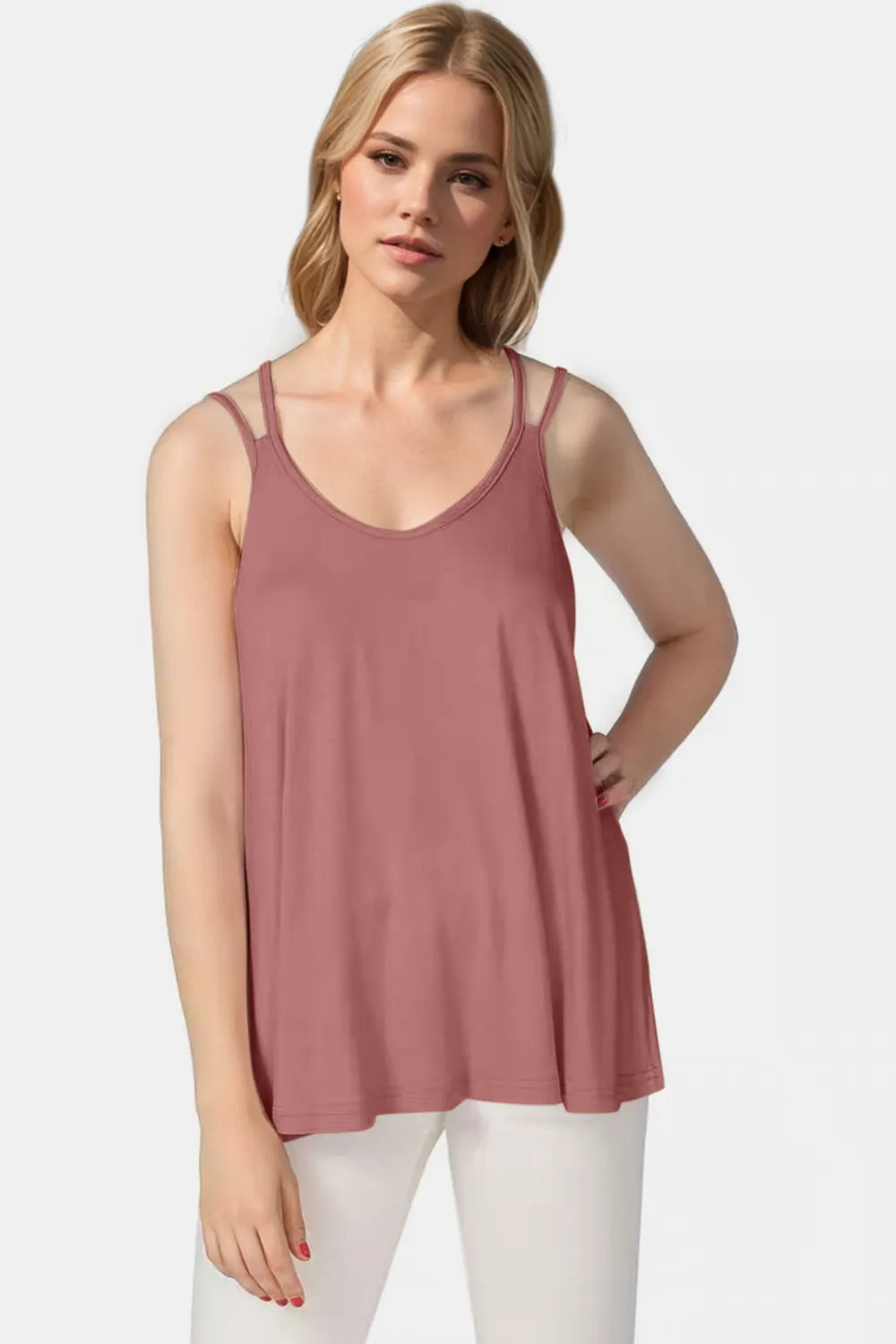 Basic Bae Bamboo Scoop Neck Double Spaghetti Straps Cami - kinko