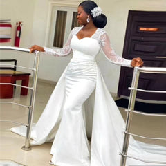 Slim High Waist White Satin Party Bridal Wedding Dress - kinko