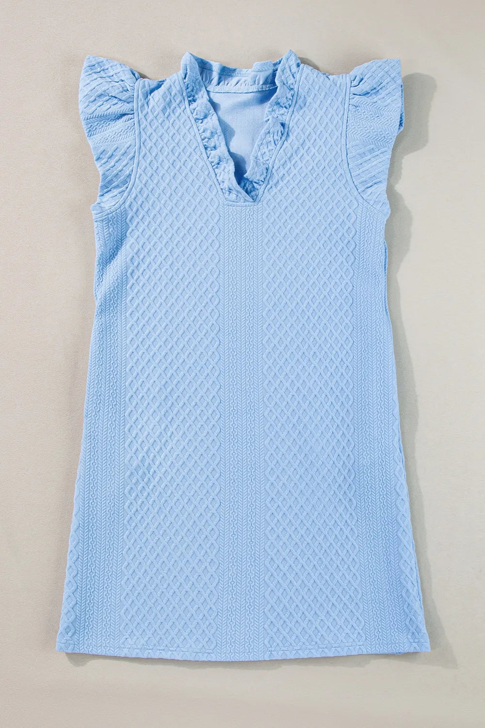 Ruffled V-Neck Cap Sleeve Mini Dress - kinko