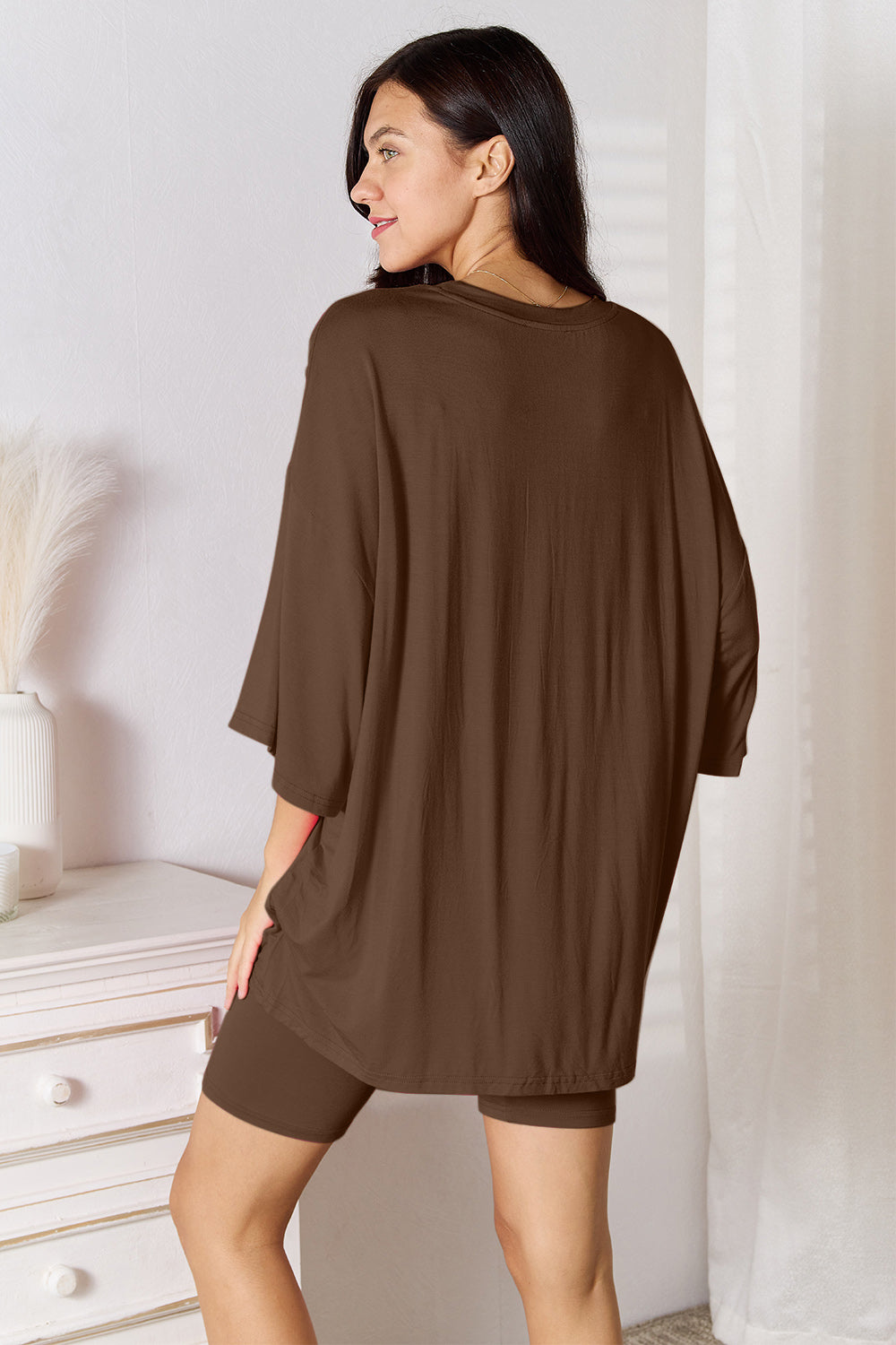 Basic Bae Full Size Soft Rayon Three-Quarter Sleeve Top and Shorts Set - kinko