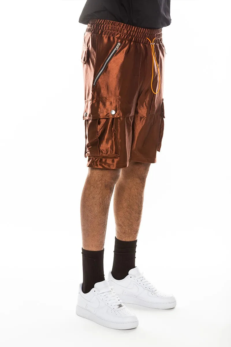 WEIV Men's Full Size Satin Street Cargo Shorts Plus Size - kinko