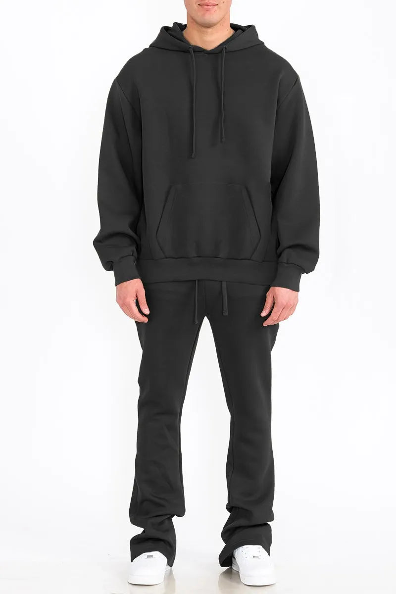 WEIV Men's Fleece Hoodie and Flare Pant Set - kinko