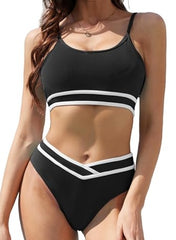Women's Fashion Simple Solid Color Bikini Set - kinko