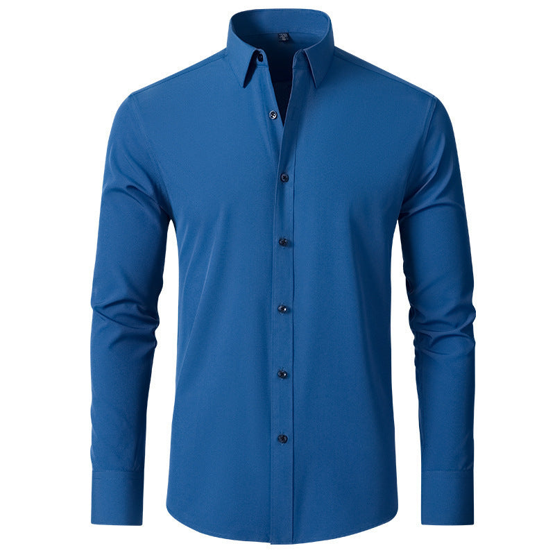 Korean Slim-fit Solid Color Shirt Men's Shirt - kinko
