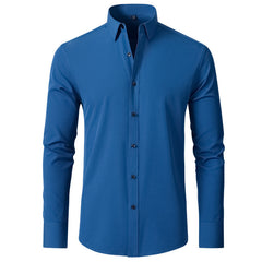 Korean Slim-fit Solid Color Shirt Men's Shirt - kinko