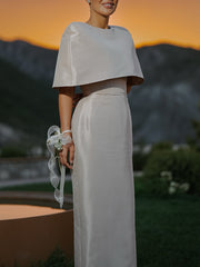Satin Cape-style Top &Fitted Maxi Dress Set - kinko