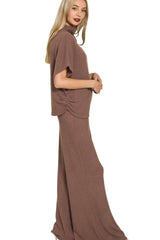 Zenana Sweater Mock Neck Top & Long Pants Set - kinko