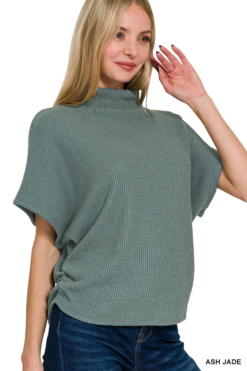 Zenana Mock Neck Top and Pants Sweater Set - kinko