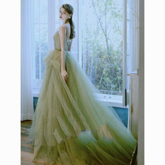 Women's Casual Versatile Green Forest Style Dress - kinko