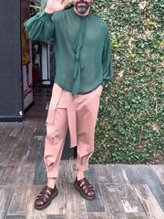 Men's Elegant Ruffled Long Sleeve Shirt - kinko