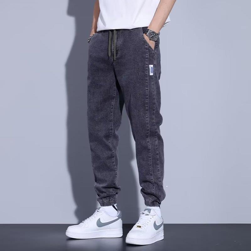 Youth Casual Harem Drawstring Elastic Elastic Beam Foot Type Men's Jeans - kinko