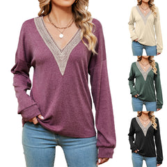 Women's Fashion Color Contrast Loose-fitting T-shirt Top - kinko