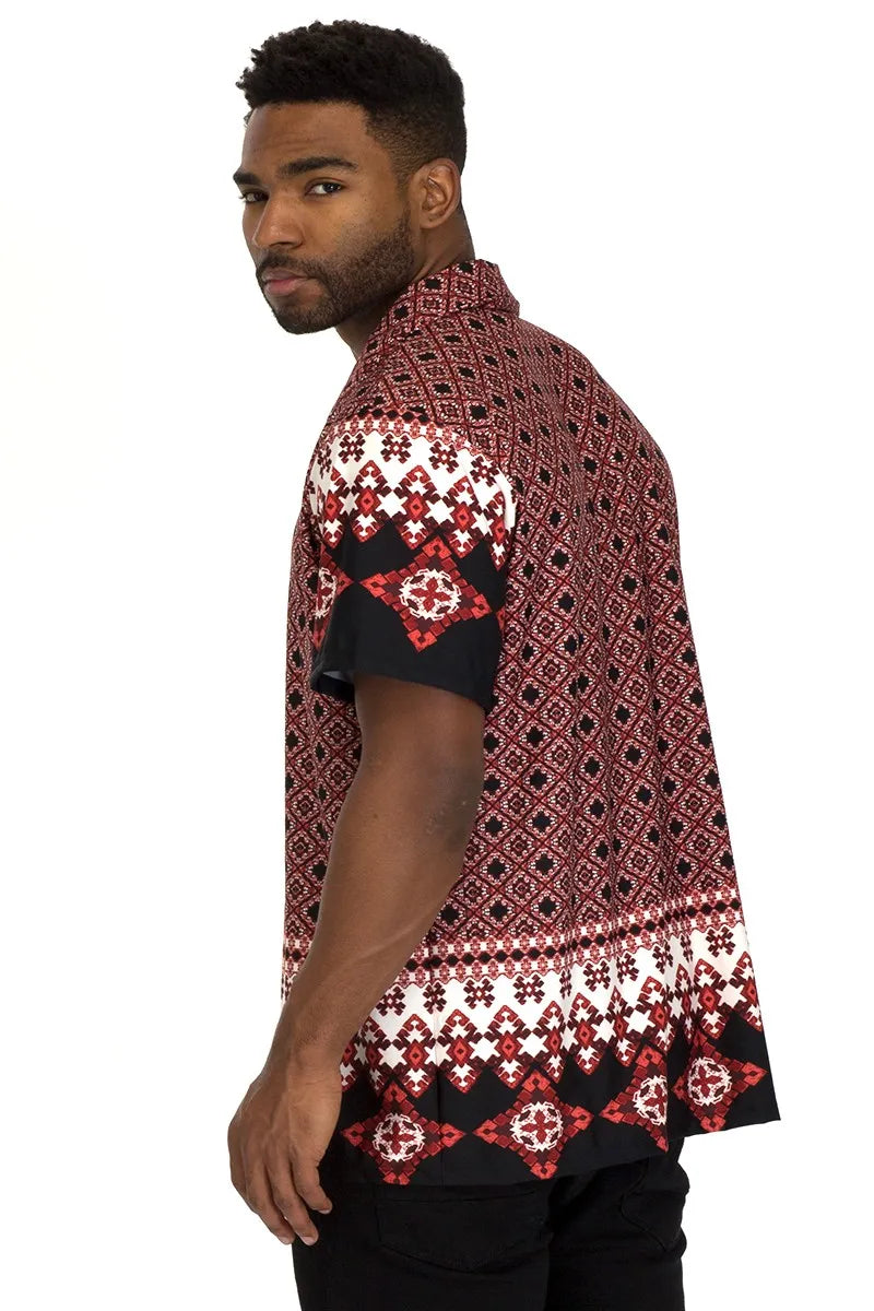 WEIV Men's Geometric Printed Button Down Shirt - kinko