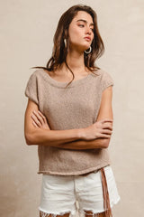 BiBi One Side Off Shoulder Knit Top - kinko